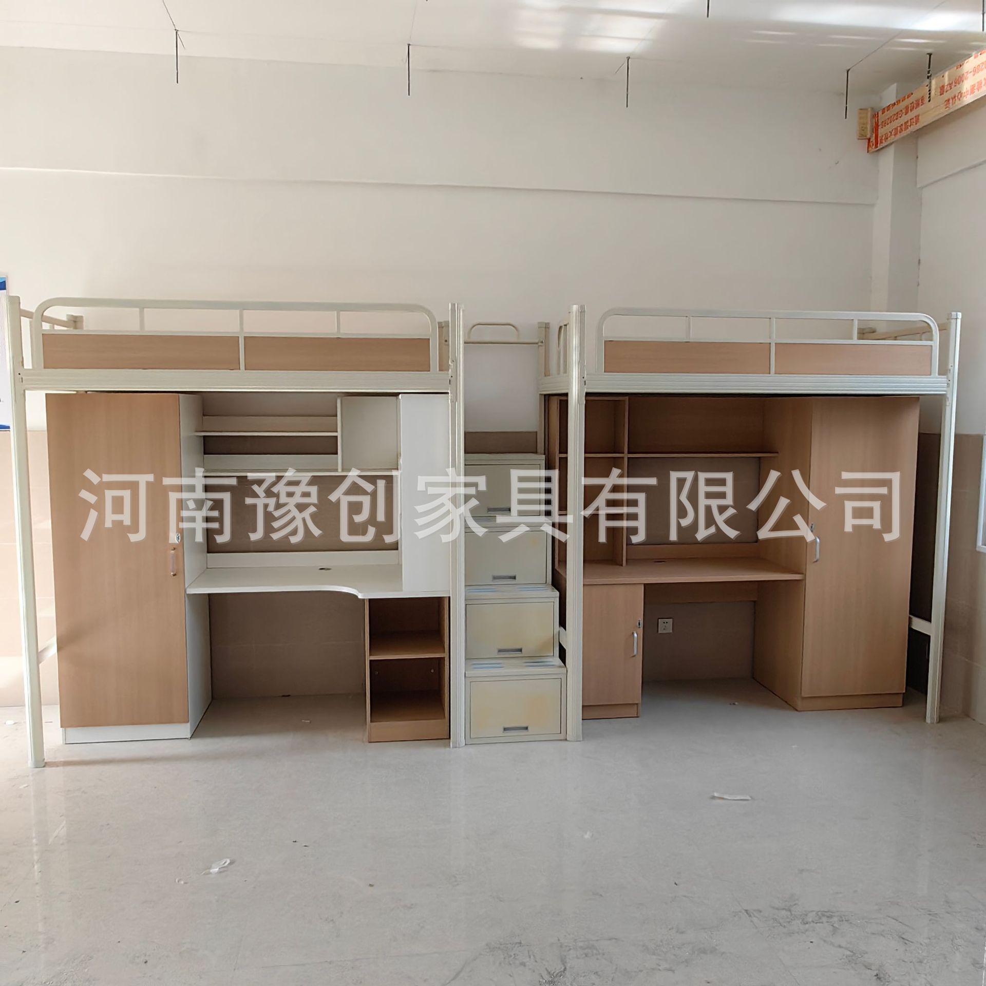 一体公寓床学生宿舍床上床下桌组合床铁艺双层床书桌柜单人连体床