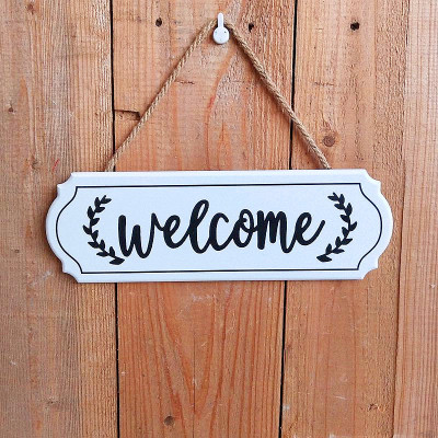 Welcome 北欧简约装饰门牌挂牌创意木质营业中欢迎光临牌门店壁饰