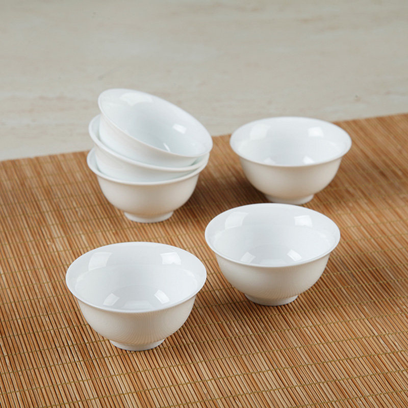 潮汕工夫茶杯喝茶纯白陶瓷大小号图片