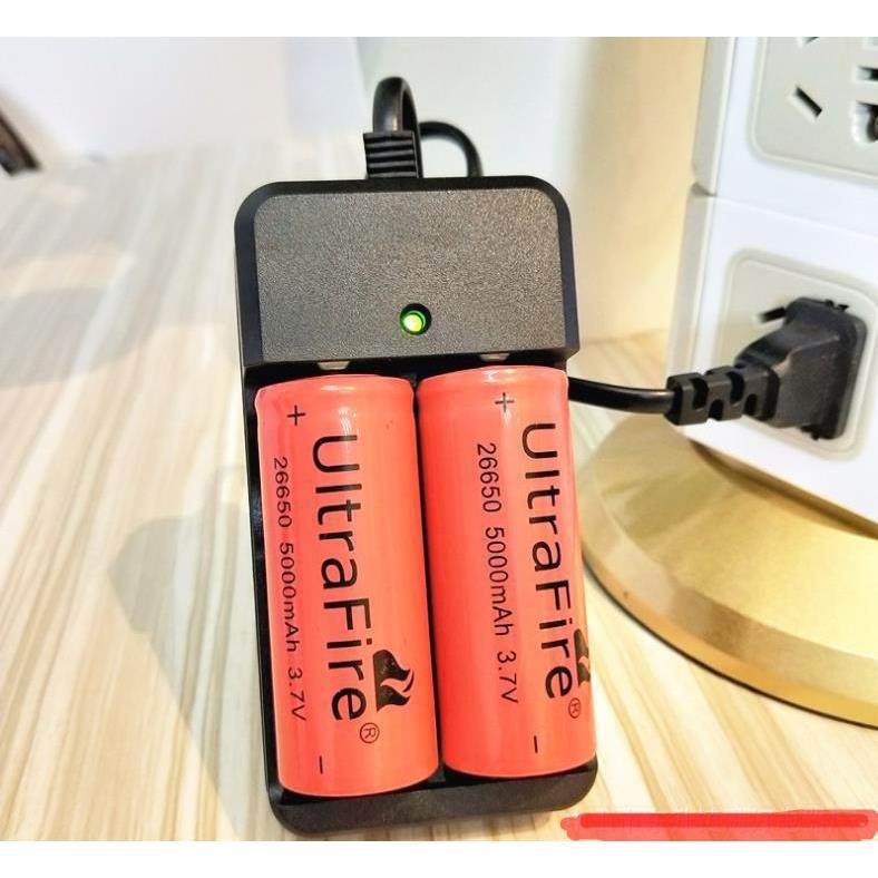 强光手电筒带线双槽16340双座带线18650锂电池26650电池充电器