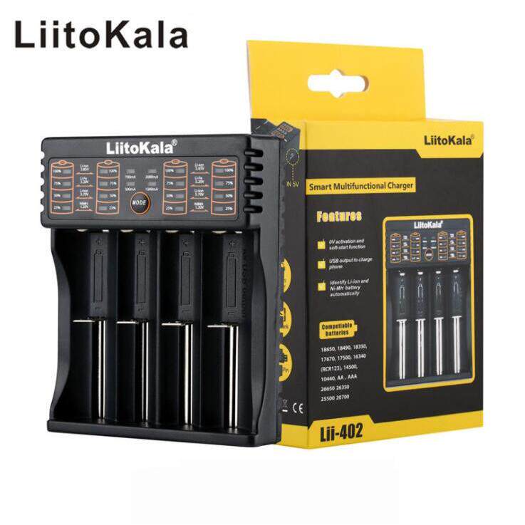 Liitokala Lii-402 18650 26650锂电池四槽充电器USB充电器