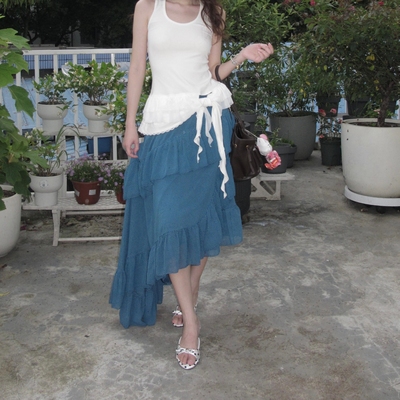 JW stylish 费拉明戈 尖头蝴蝶结猫跟波点拖鞋珍珠低跟凉鞋单鞋子