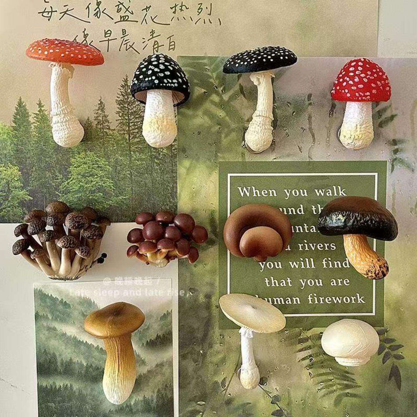 云南特色红伞伞白杆杆仿真菌菇香菇蘑菇冰箱贴磁吸贴旅游纪念品