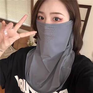 夏秦防晒口罩真丝防紫外线女轻薄面罩遮全脸开车神器桑蚕丝脸罩