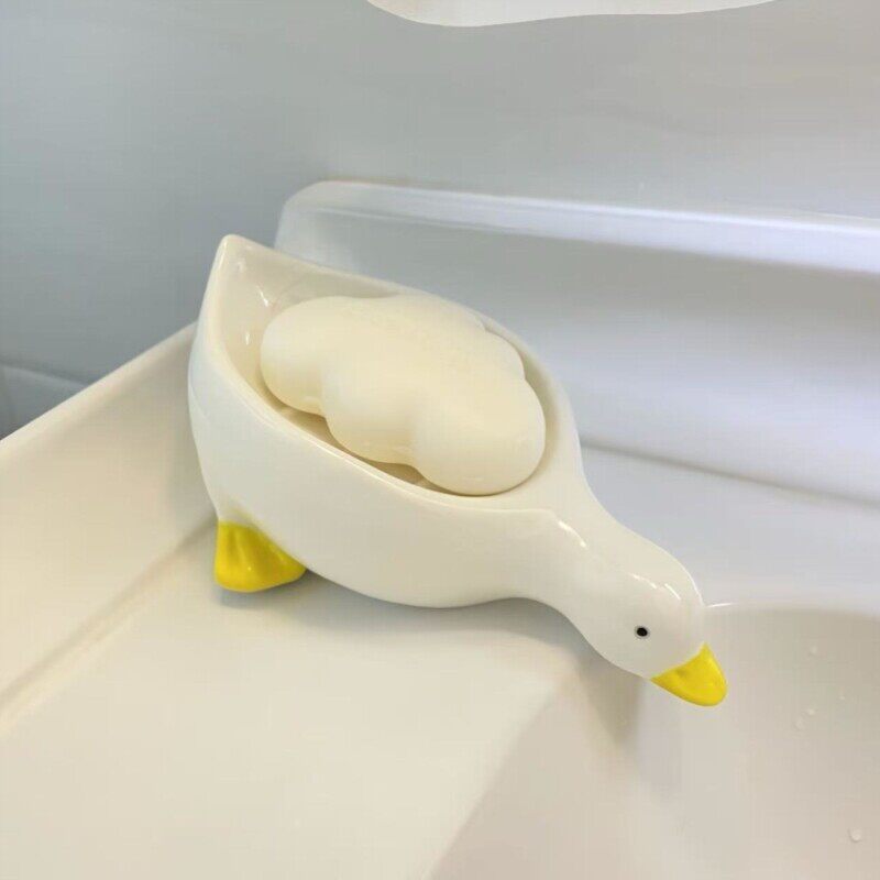 陶瓷碟小黄可爱创意萌萌肥皂盒个性香皂肥皂轻奢鸭鸭子沥水碟家用