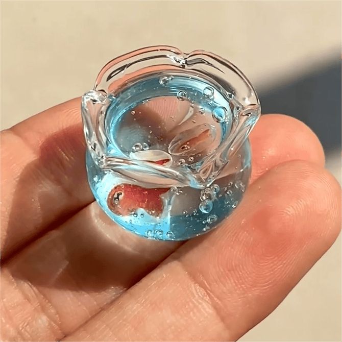 仿真微缩迷你玻璃模型小鱼缸个性创意精致娃娃屋场景桌面摆件装饰