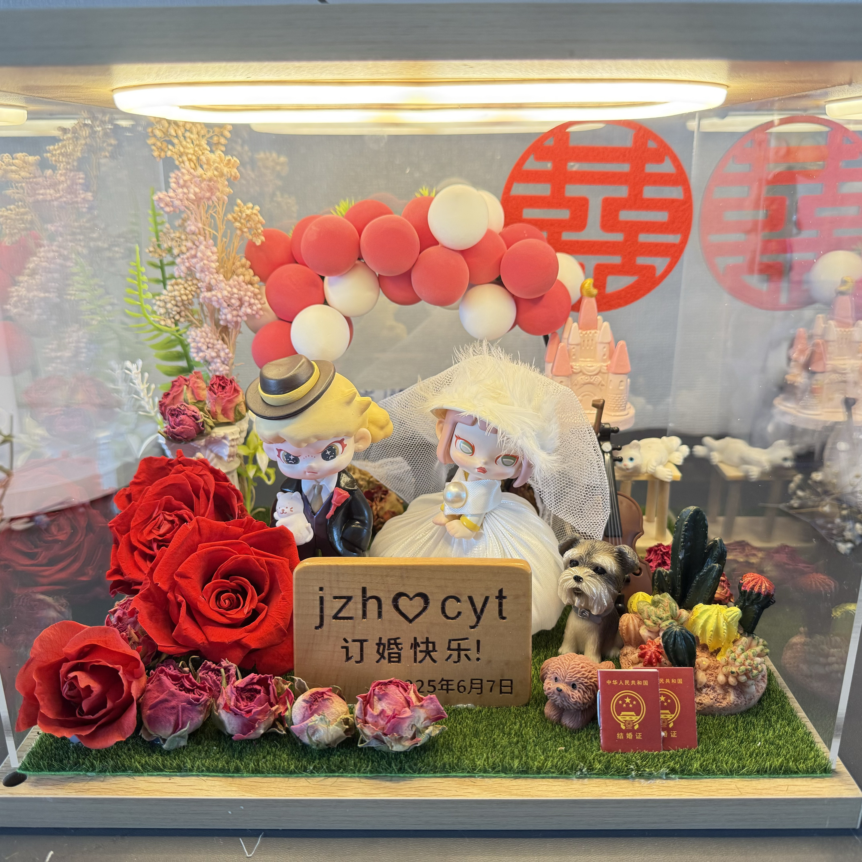 客户定制款  泡泡玛特订婚摆件新婚送闺蜜订婚礼物桌面摆台