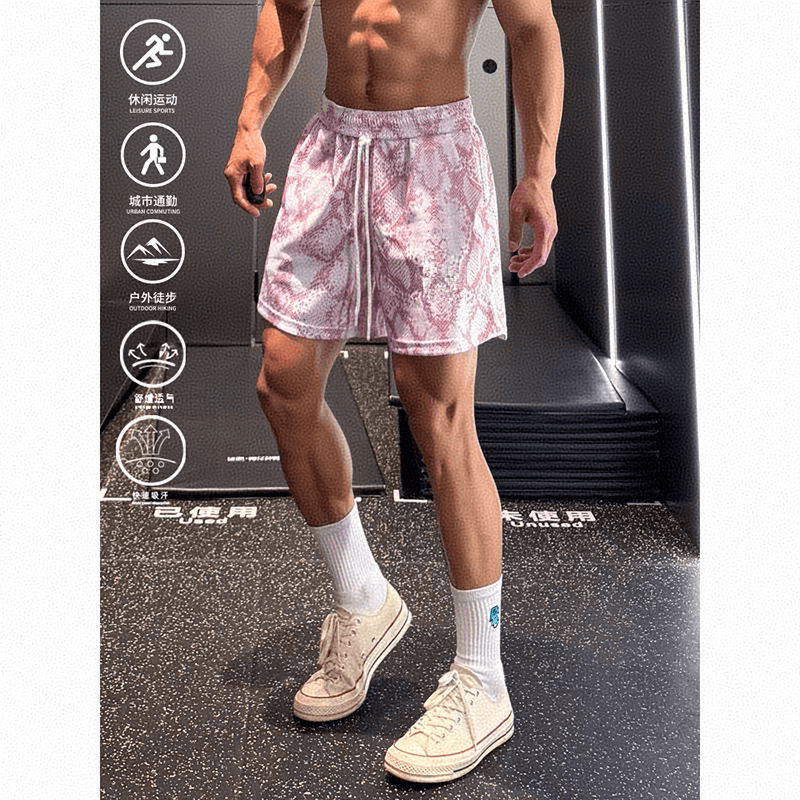 夏季新款美式短裤男款运动速干夏季设计感蛇纹三四分中裤健身训练,男装,短裤,淘宝优惠券,粉丝福利购,淘宝优惠卷