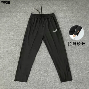 2024田径美式梭织速干田径运动裤男体育生束脚拉链宽松直筒健身训