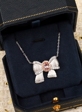 高定灵动蝴蝶镶钻项链通体925纯银镀K金网红明星名媛轻奢气质颈链