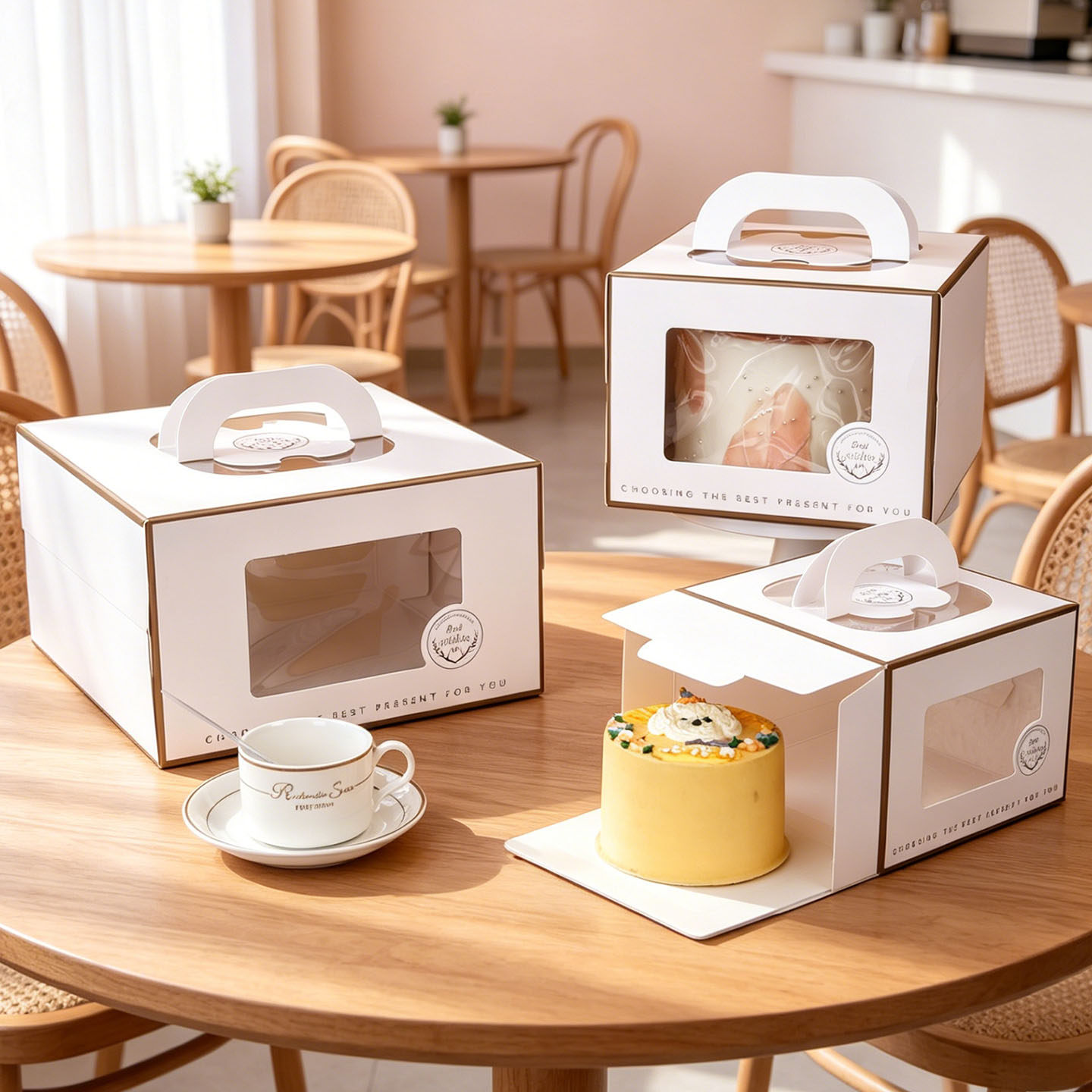 四寸生日蛋糕手提盒4/6/8/10寸开窗慕斯千层蛋糕甜品烘焙店包装盒