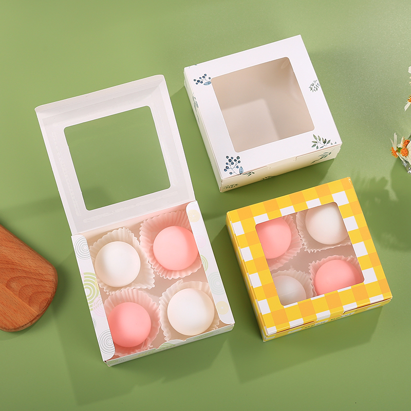 蛋挞包装盒四粒蛋挞打包盒一次性2/4/6粒快餐薯条包装雪媚娘盒子