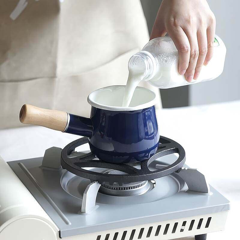 珐琅日式双嘴搪瓷单柄小奶锅宝宝辅食锅电磁炉热油泼油小锅