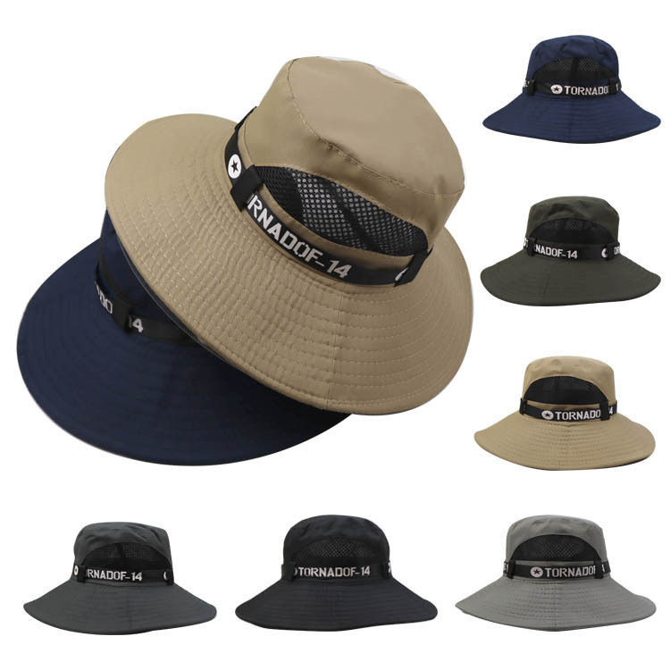 春夏季遮阳帽 钓鱼帽 户外登山太阳帽大檐防晒帽批发 男式渔夫帽