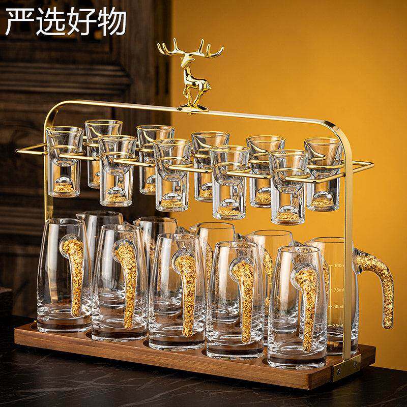 【新疆包邮百货】高轻奢晶水家玻档璃白酒杯套装中式一口小酒杯子