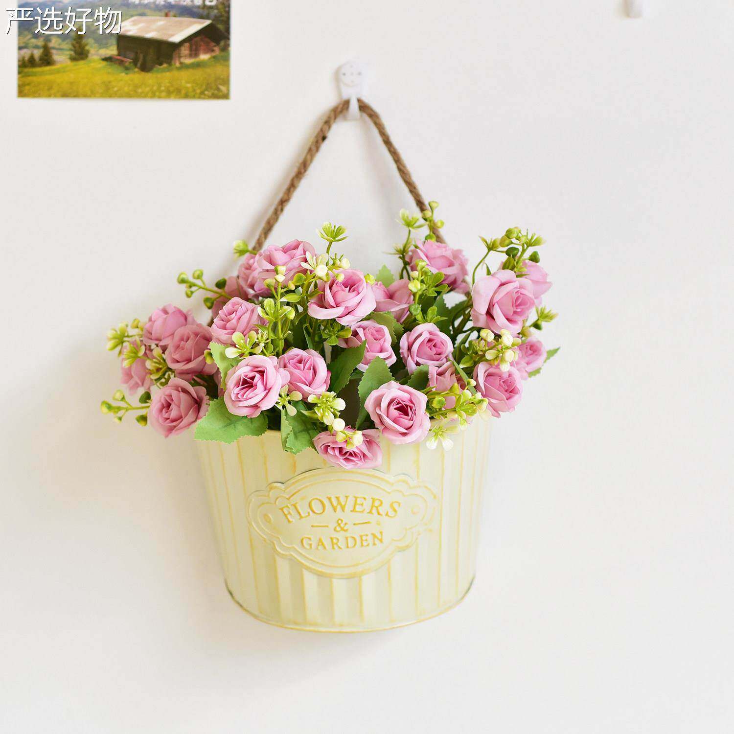 【全国包邮】套复古铁艺挂墙面装壁饰肉绿植挂墙铁皮花盆半圆形假