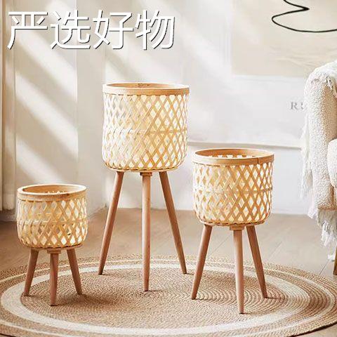【全国包邮】北客厅阳竹编植物花篮花盆装饰藤台编编织欧篮子落地