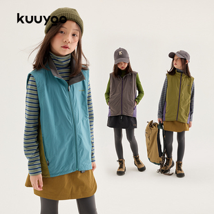 KUUYOO机能风反光拼色马甲SORONA科技发热内衬面料儿童秋冬款背心