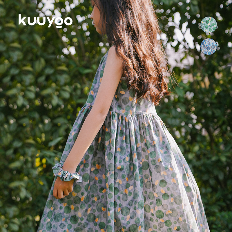 晕染波点垂感无袖连衣裙轻薄夏季