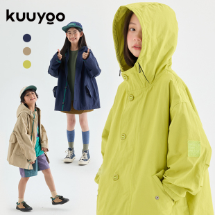 上衣 KUUYOO儿童户外防水连帽风衣外套中大童透气网布舒适春季