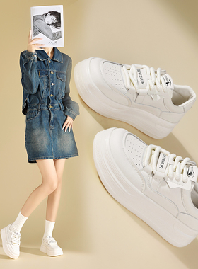 香香莉厚底松糕小白鞋女2025新款学院风百搭透气轻便休闲鞋29651