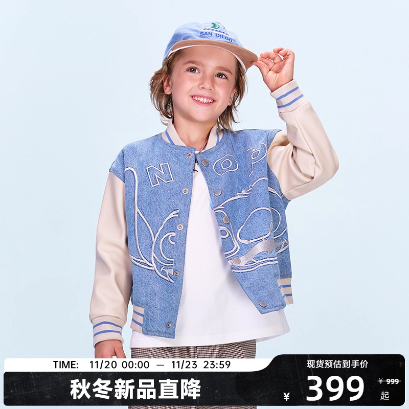 CANOTWAIT迪士尼联名史迪奇系列儿童牛仔棒球服秋季新品潮