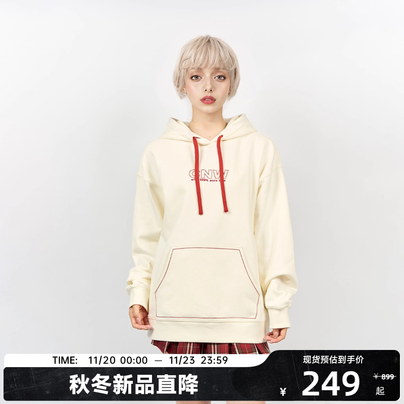 【陈伟霆】CANOTWAIT LOVE复刻系列字母刺绣连帽卫衣秋夏男女潮