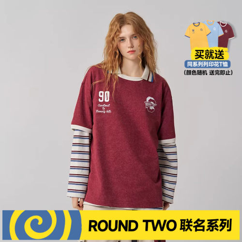 CANOTWAIT 陈伟霆 ROUND TWO联名美式复古印花短袖T恤情侣款潮
