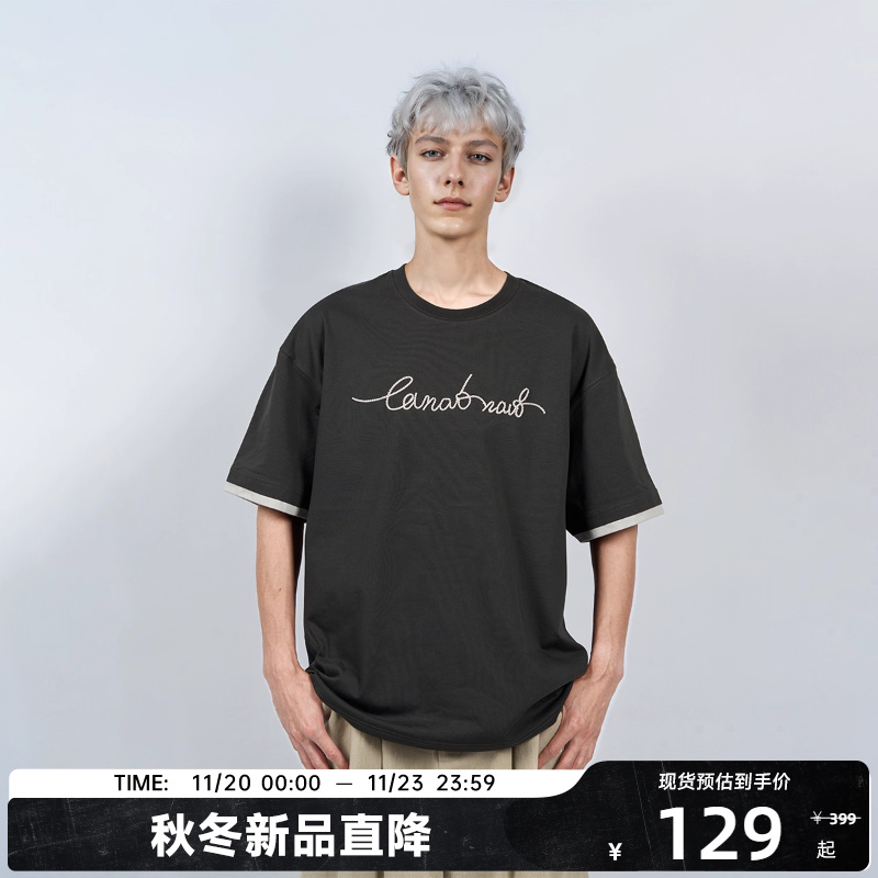 【陈伟霆】CANOTWAIT绳绣字母LOGO短袖夏季T恤男女款休闲美式潮流