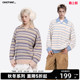 CANOTWAIT陈伟霆拼色条纹POLO领套头毛衣慵懒针织衫 秋冬男女新品