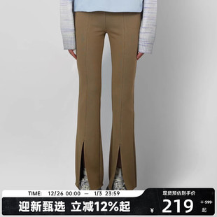 修身 休闲长裤 显瘦女款 秋季 陈伟霆CANOTWAIT 新款 针织开衩微喇裤