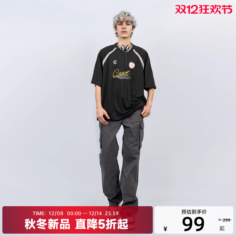 【陈伟霆】CANOTWAIT字母印花短袖2025春夏T恤男女美式blokecore