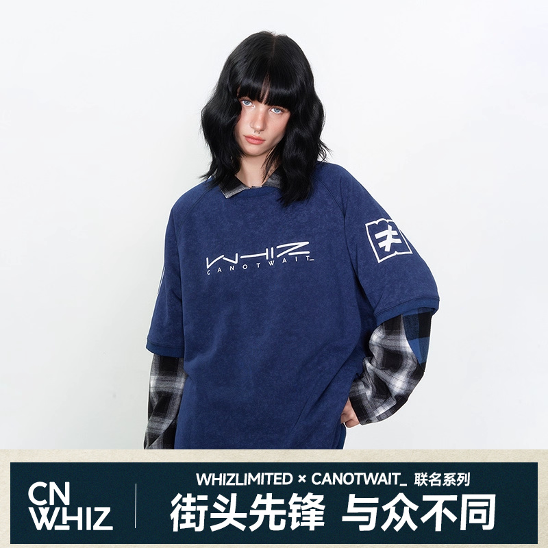 【新品】CANOTWAIT陈伟霆卫衣WHIZLIMITED联名做旧短袖卫衣秋复古