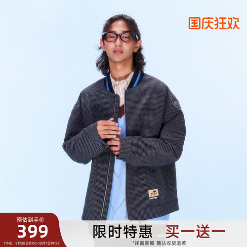 【买1送1】迪士尼联名史迪奇系列立体贴布格纹拉链夹克外套秋冬季