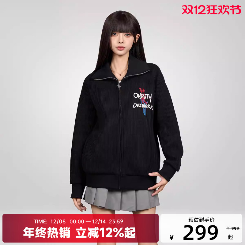 陈伟霆CANOTWAIT 刺绣摇粒绒翻领外套厚抓绒冬男女款百搭潮流青春