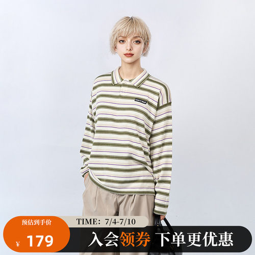 【陈伟霆】CANOTWAIT彩色条纹POLO针织衫韩版上衣早秋新品男女潮