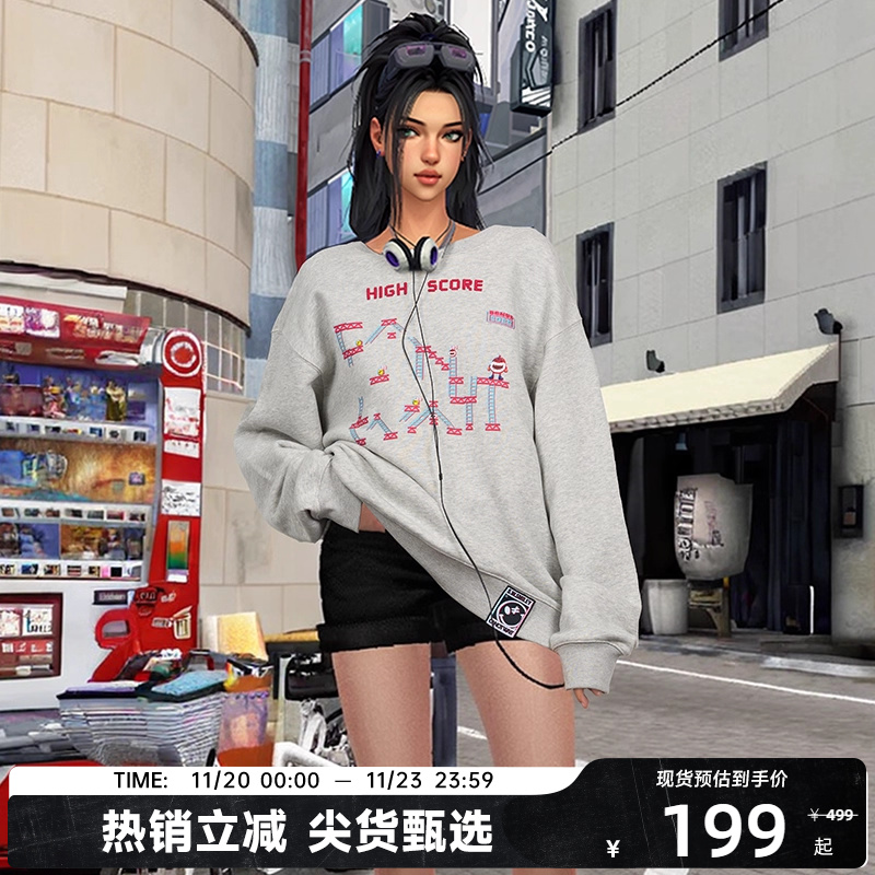 【陈伟霆】CANOTWAIT_S.W.SMILEY联名系列刺绣圆领卫衣男女百搭潮