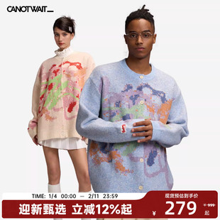 【入会立减20】CANOTWAIT 陈伟霆蜡笔提花毛衣开衫男女外套针织衫