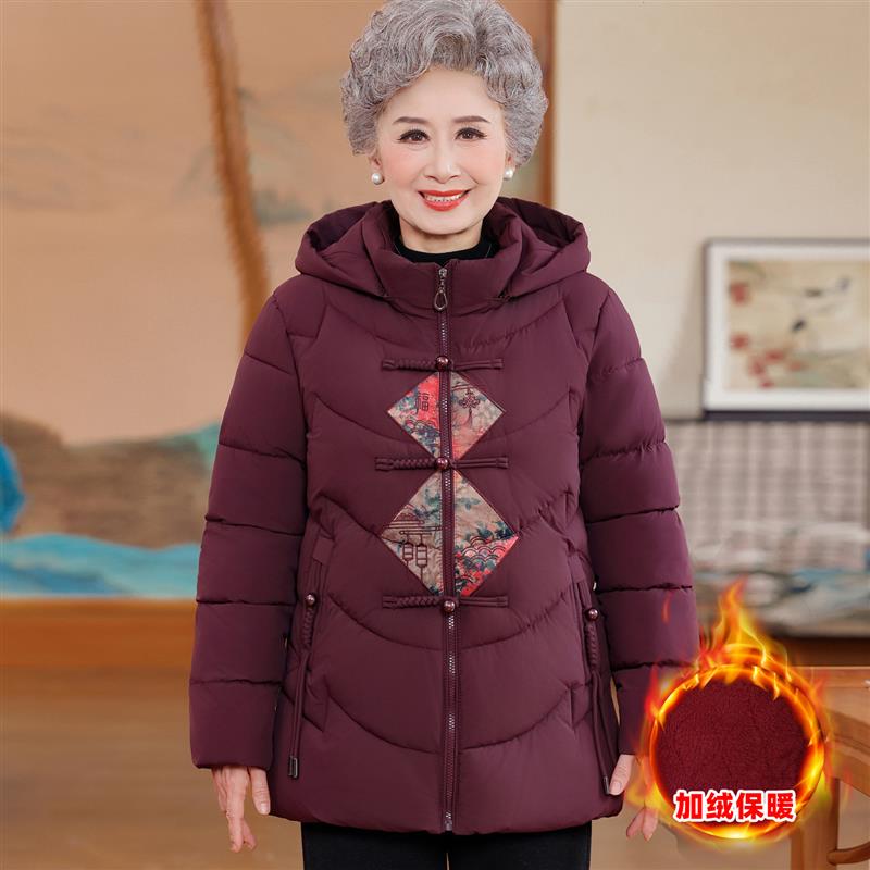 中老年人妈妈冬装棉袄加绒
