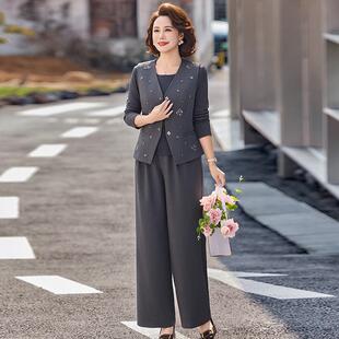 妈妈春装端庄大气小香风套装2026新款中老年女春秋马甲外套上衣服
