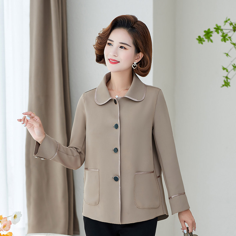 2022新款中年妈妈秋装外套中老年女装春秋洋气上衣薄休闲呢子短款