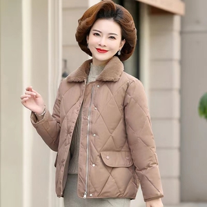 妈妈冬装加绒棉衣2022新款中年女秋冬短款时尚棉服气质女加厚外套