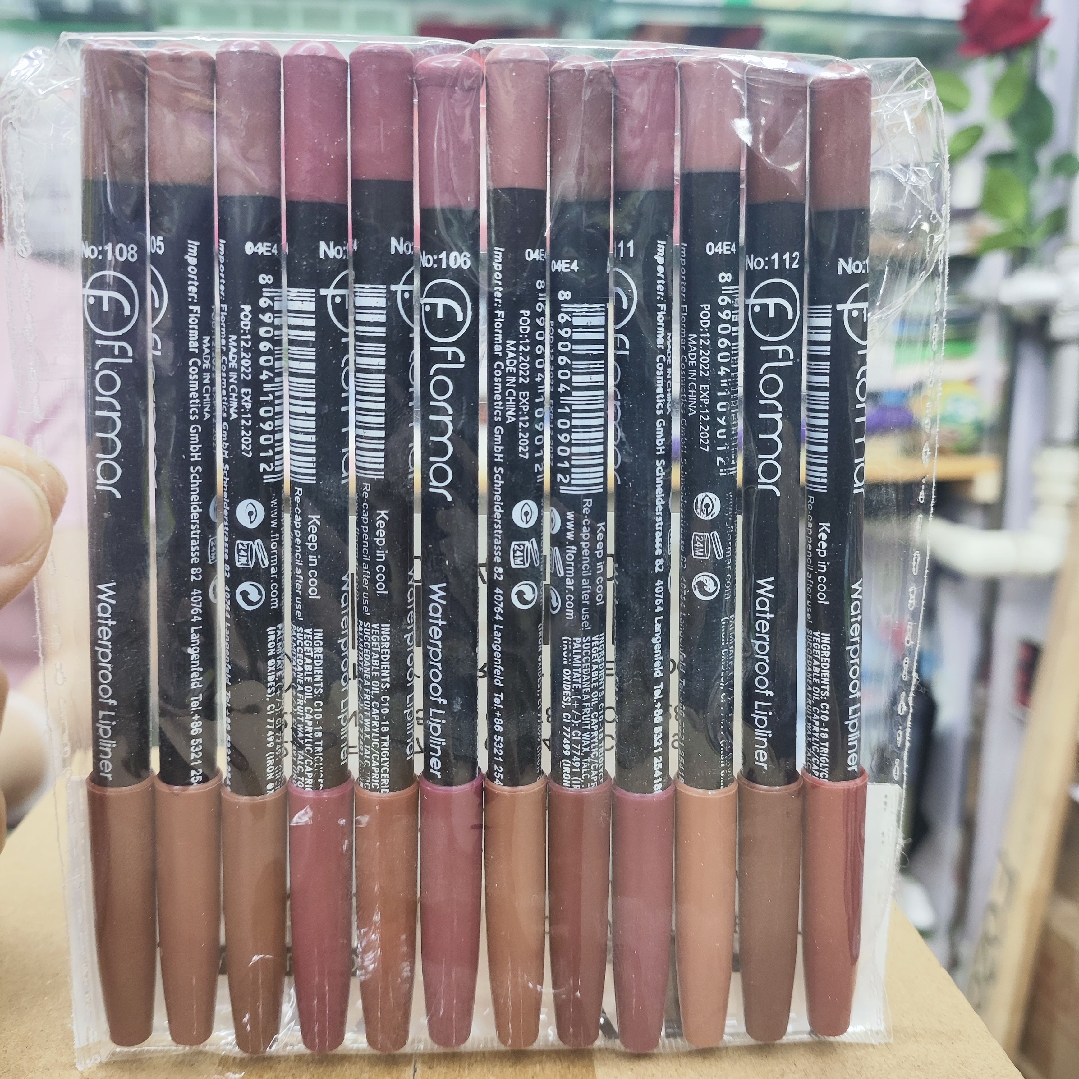 flormar12色防水持久不沾杯掉色口笔画唇笔哑光易上色唇线笔