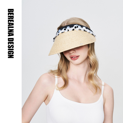 berealna珠片空顶草帽大头围夏季