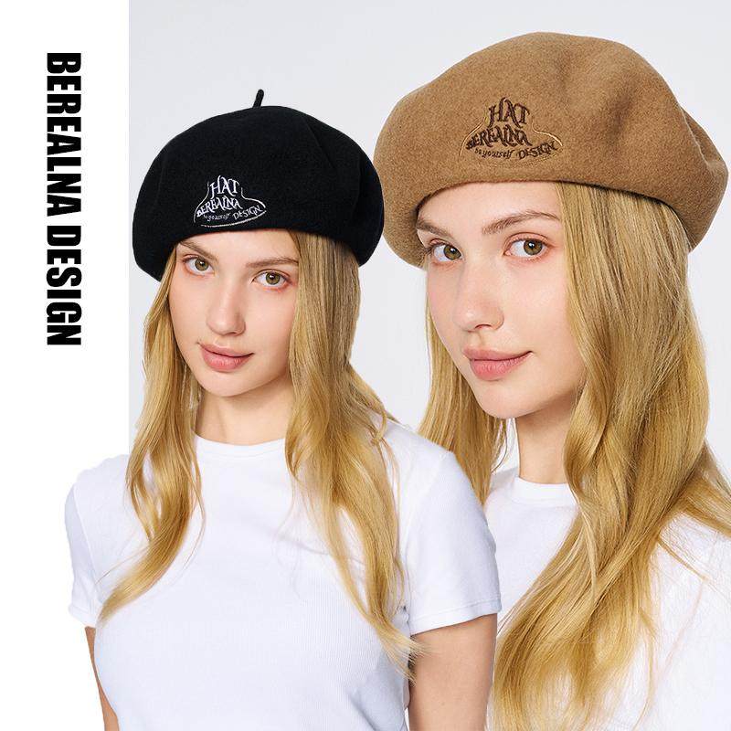 berealna沈月任敏明星同款 刺绣羊毛贝雷帽显脸小美拉德画家帽,服饰配件/皮带/帽子/围巾,帽子,淘宝优惠券,粉丝福利购,淘宝优惠卷