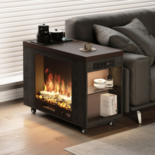 极简沙发边柜茶水柜烧水壶一体带上下水加热暖风壁炉装饰柜小茶台