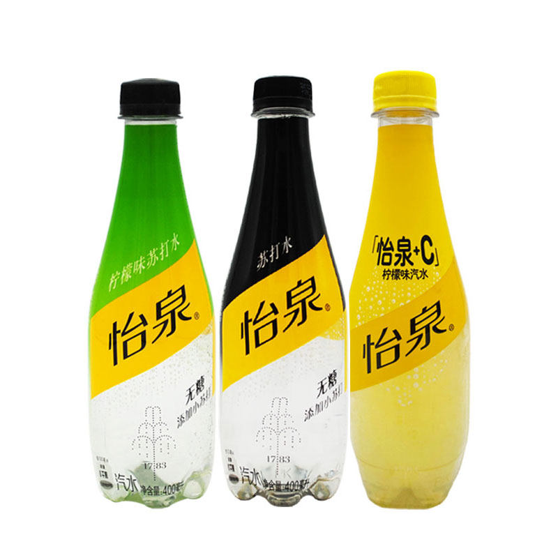 可口可乐 怡泉苏打水400ml*24瓶 柠檬+C原味柠檬味饮料汽水 整箱