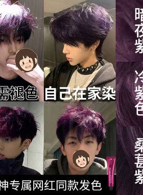 暗夜紫染头发膏剂显白冷紫色树莓紫流行色自己在家染植物男士专用