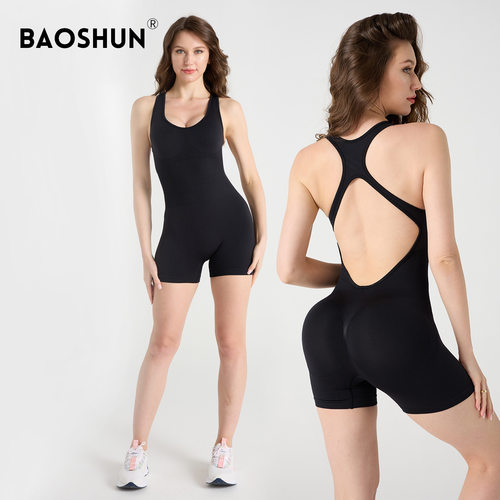 欧美连体瑜伽服女带胸垫