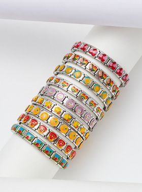 欧美跨境畅销模块手链 钛钢滴油自由手工搭配拼接diy男女通用手环